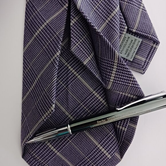 Jones New York 7 Fold Silk Wool Jacquard Neck Tie Purplish Blue Hand Made - Picture 4 of 8